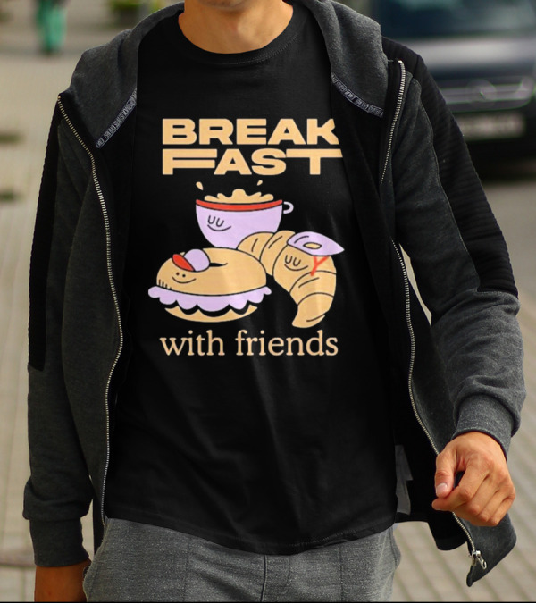 Breakfast With Friends Breakfast Racing Team Cup Croissant Bun T-Shirt