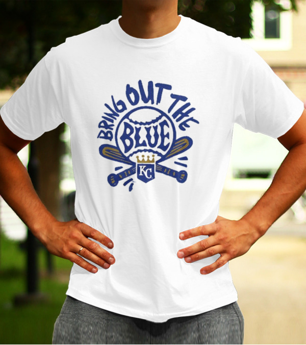 Bring Out The Blue KC Baseball Crown Bats T-Shirt