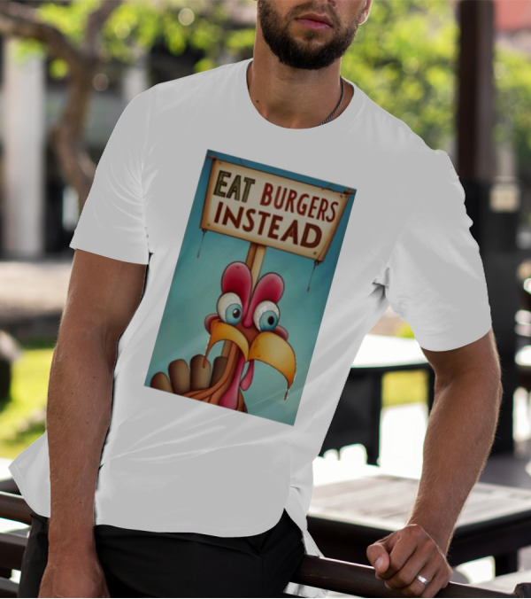 Eat Burgers Instead Funny Turkey Cartoon T-Shirt