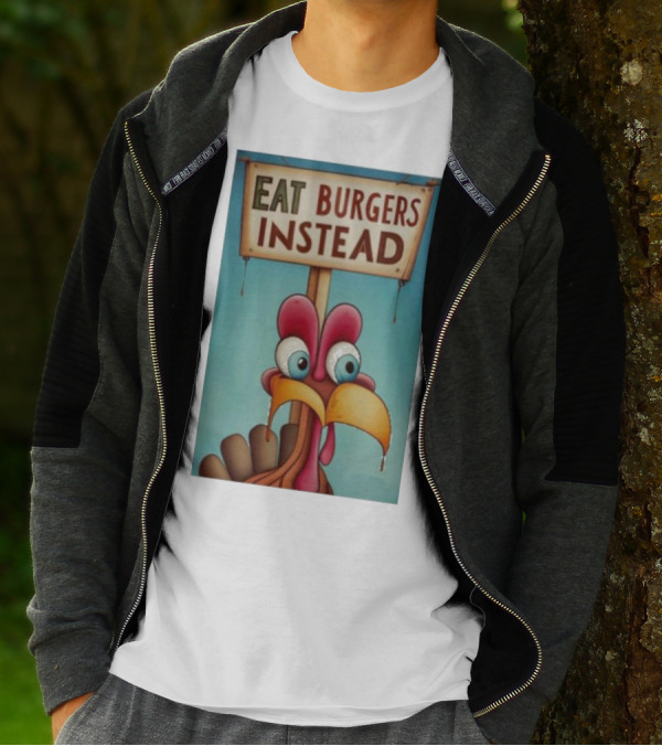 Eat Burgers Instead Funny Turkey Cartoon T-Shirt