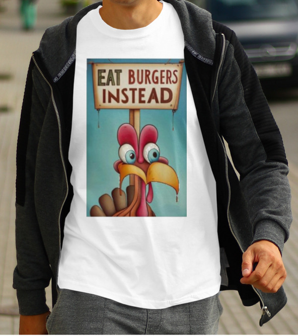 Eat Burgers Instead Funny Turkey Cartoon T-Shirt