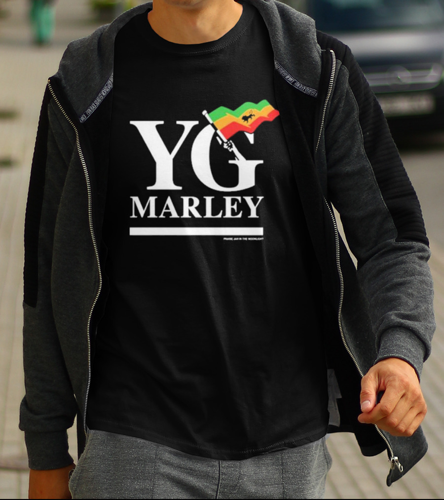YG Marley Flag Emancipate Yourself Praise Jah In The Moonlight T-Shirt