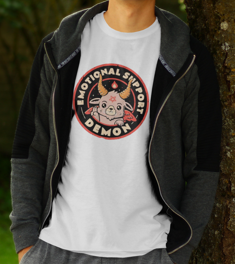 Emotional Support Demon Cute Devil Goat With Wings And Fire T-Shirt