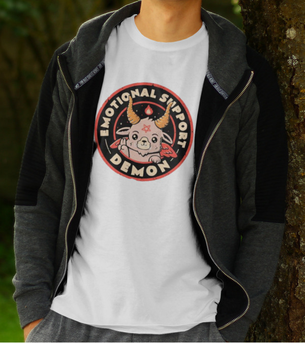 Emotional Support Demon Cute Devil Goat With Wings And Fire T-Shirt
