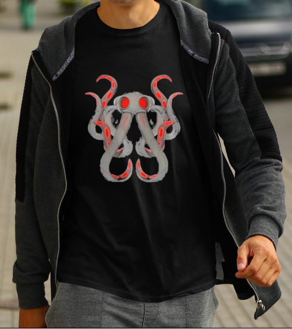 Endra Wearing Ollie Ollie Red-Eyed Octopus T-Shirt