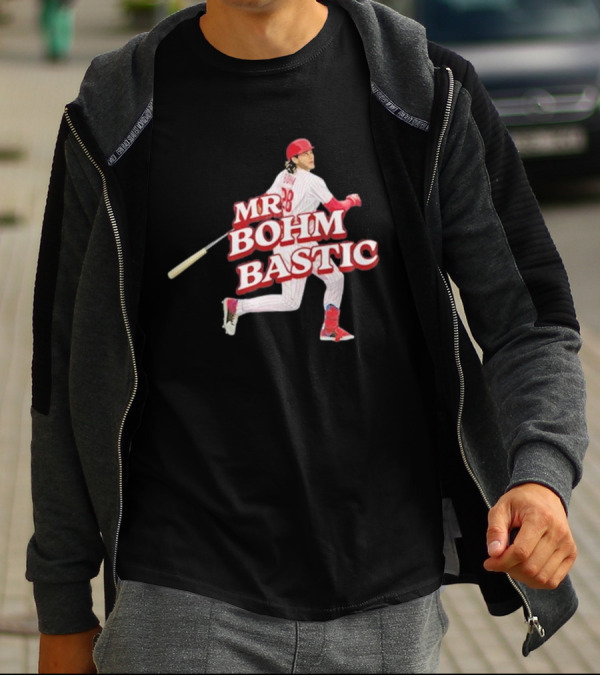 Garrett Stubbs Wearing Mr. Bohm-Bastic Baseball Player T-Shirt