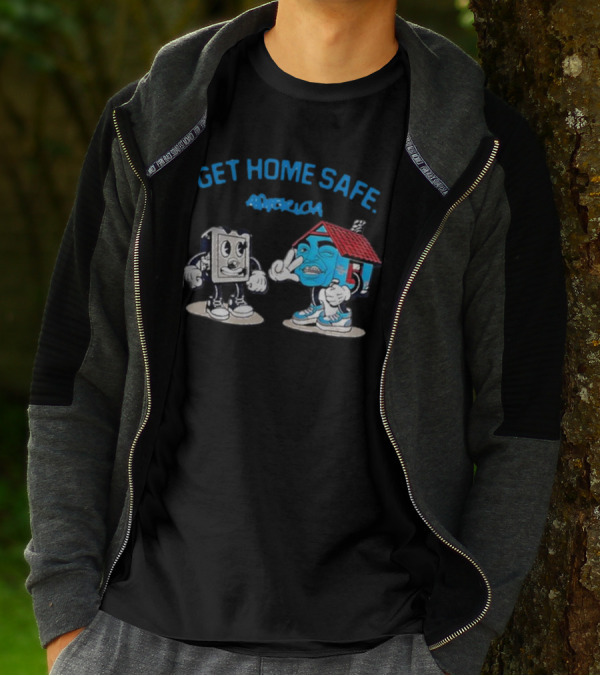 Get Home Safe America Hollyhood Baybay Cartoon House And Block Characters T-Shirt