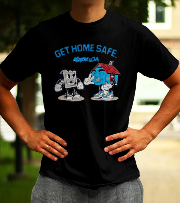 Get Home Safe America Hollyhood Baybay Cartoon House And Block Characters T-Shirt