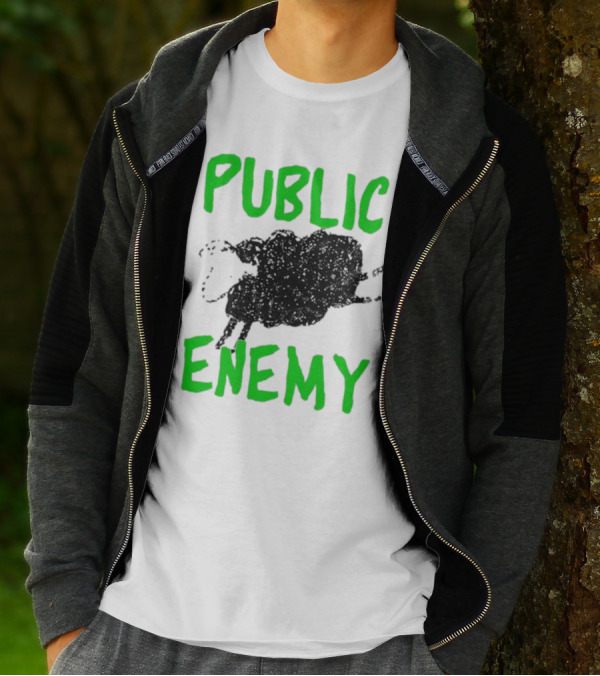 Public Enemy Sheep Black And Green Text T-Shirt