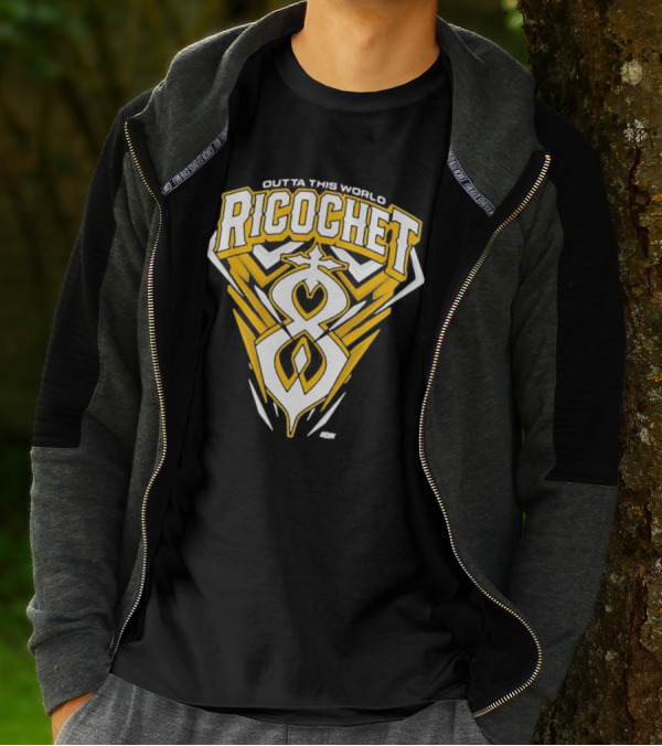 Outta This World Ricochet AEW Logo Yellow Black T-Shirt