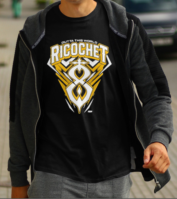 Outta This World Ricochet AEW Logo Yellow Black T-Shirt