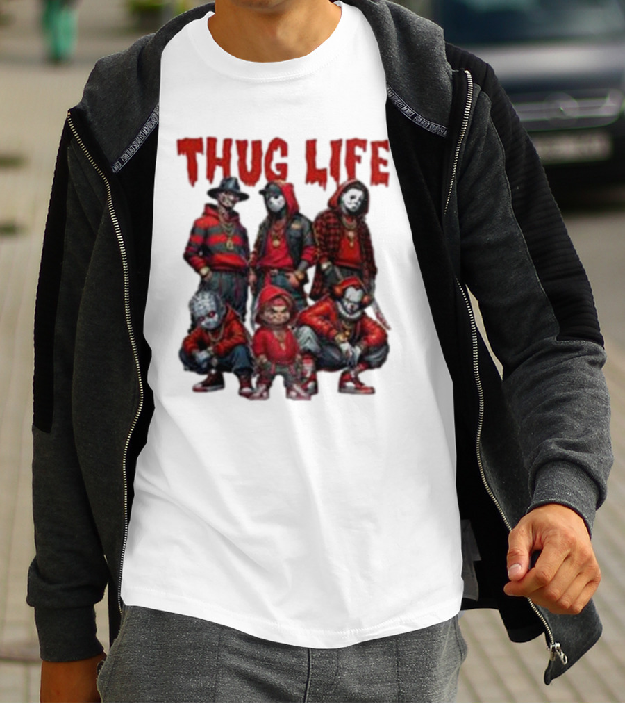 Thug Life Horror Clown Gang Red Hoodies T-Shirt