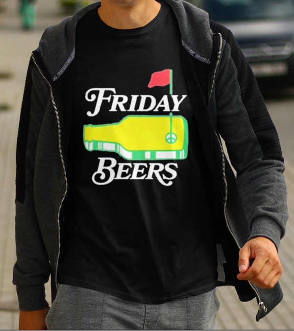 Friday Beers Golf Course Logo Flag Green Bottle T-Shirt