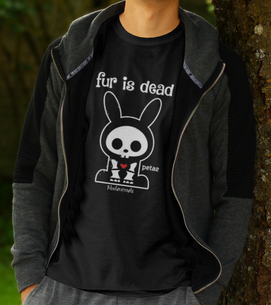 Fur Is Dead Peta2 Skelanimals Bunny With Heart T-Shirt