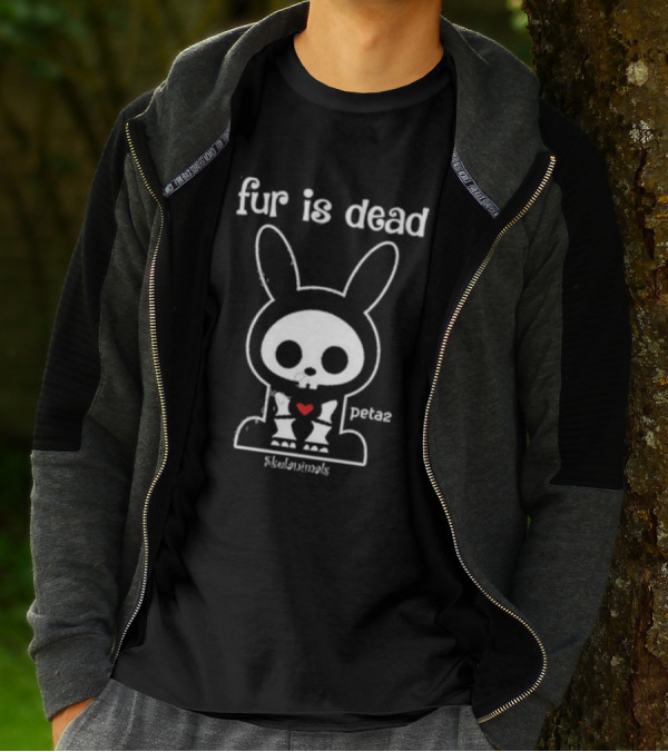 Fur Is Dead Peta2 Skelanimals Bunny With Heart T-Shirt