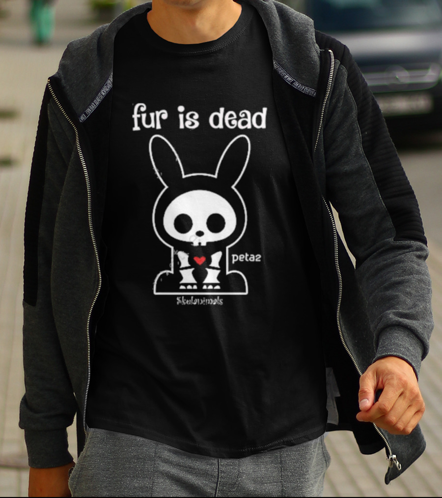 Fur Is Dead Peta2 Skelanimals Bunny With Heart T-Shirt