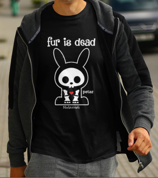 Fur Is Dead Peta2 Skelanimals Bunny With Heart T-Shirt