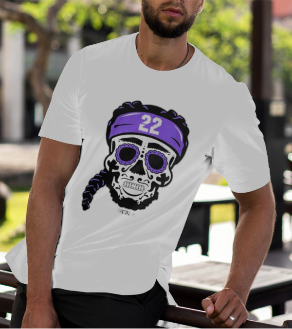 Derrick Henry 22 NFLPA Sugar Skull Baltimore Ravens Braids T-Shirt