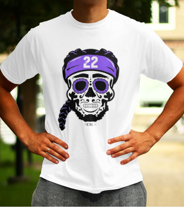 Derrick Henry 22 NFLPA Sugar Skull Baltimore Ravens Braids T-Shirt