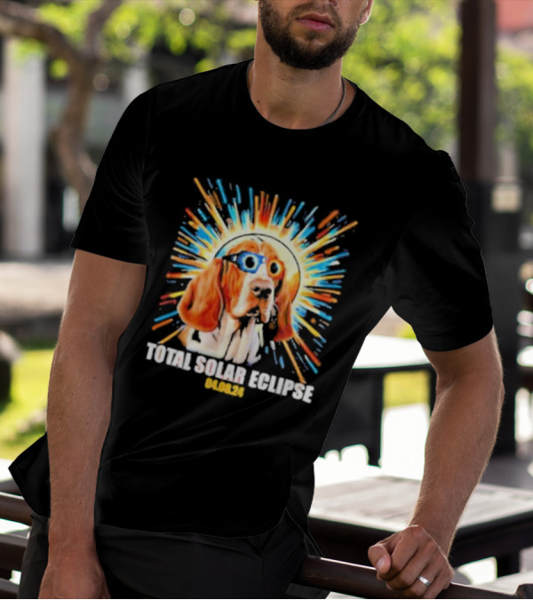 Total Solar Eclipse Dog Wearing Eclipse Glasses 04.08.24 T-Shirt