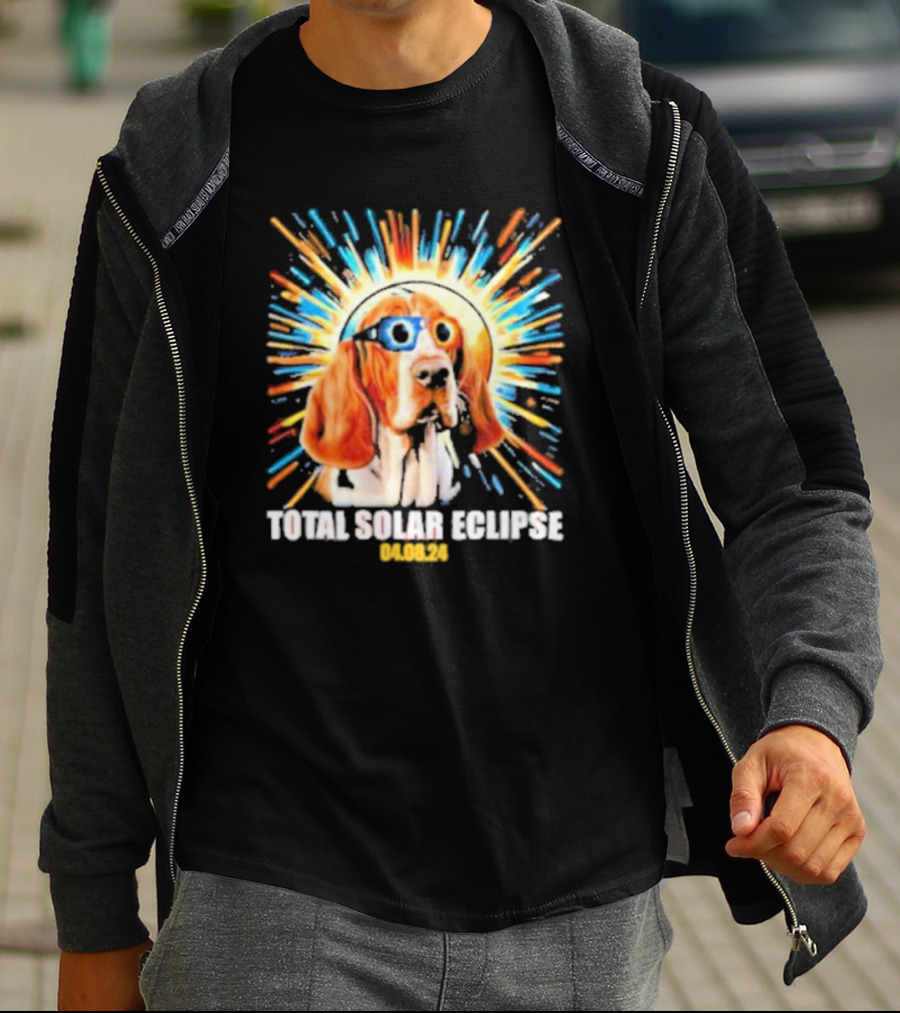 Total Solar Eclipse Dog Wearing Eclipse Glasses 04.08.24 T-Shirt