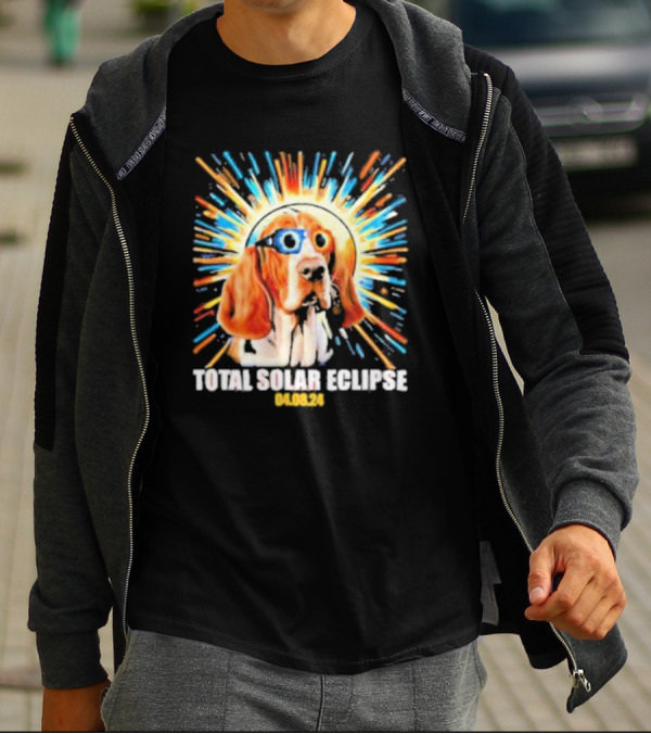 Total Solar Eclipse Dog Wearing Eclipse Glasses 04.08.24 T-Shirt