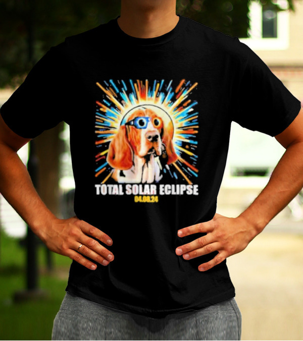 Total Solar Eclipse Dog Wearing Eclipse Glasses 04.08.24 T-Shirt