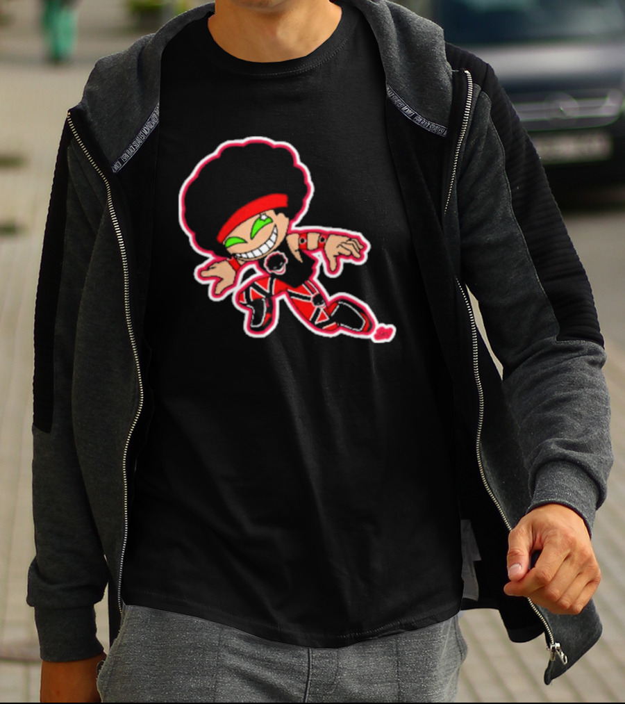 Dom Cirrus Alt Logo Cartoon Character With Afro And Red T-Shirt