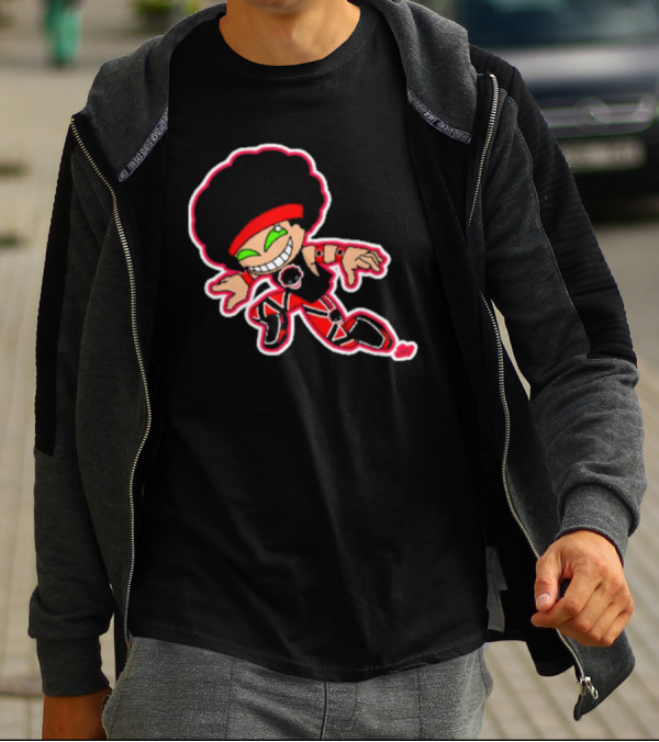 Dom Cirrus Alt Logo Cartoon Character With Afro And Red T-Shirt