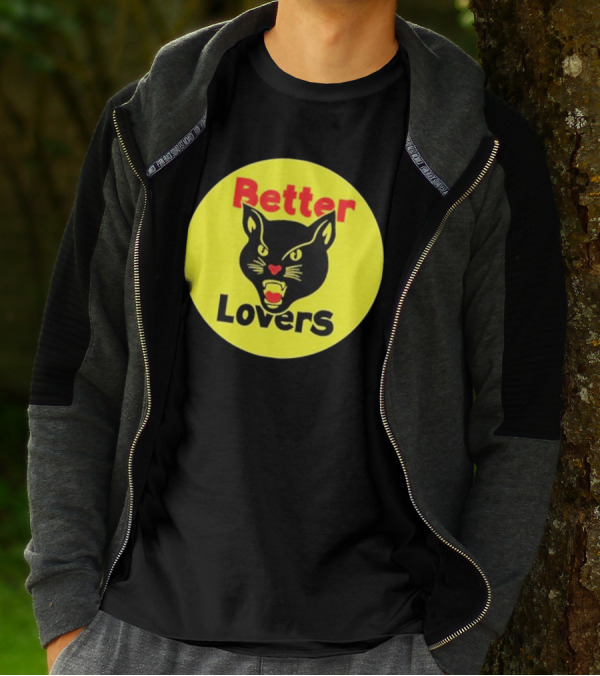 Better Lovers Band Better Lovers Black Cat Bootleg Better Lovers Black Cat Yellow Circle T-Shirt