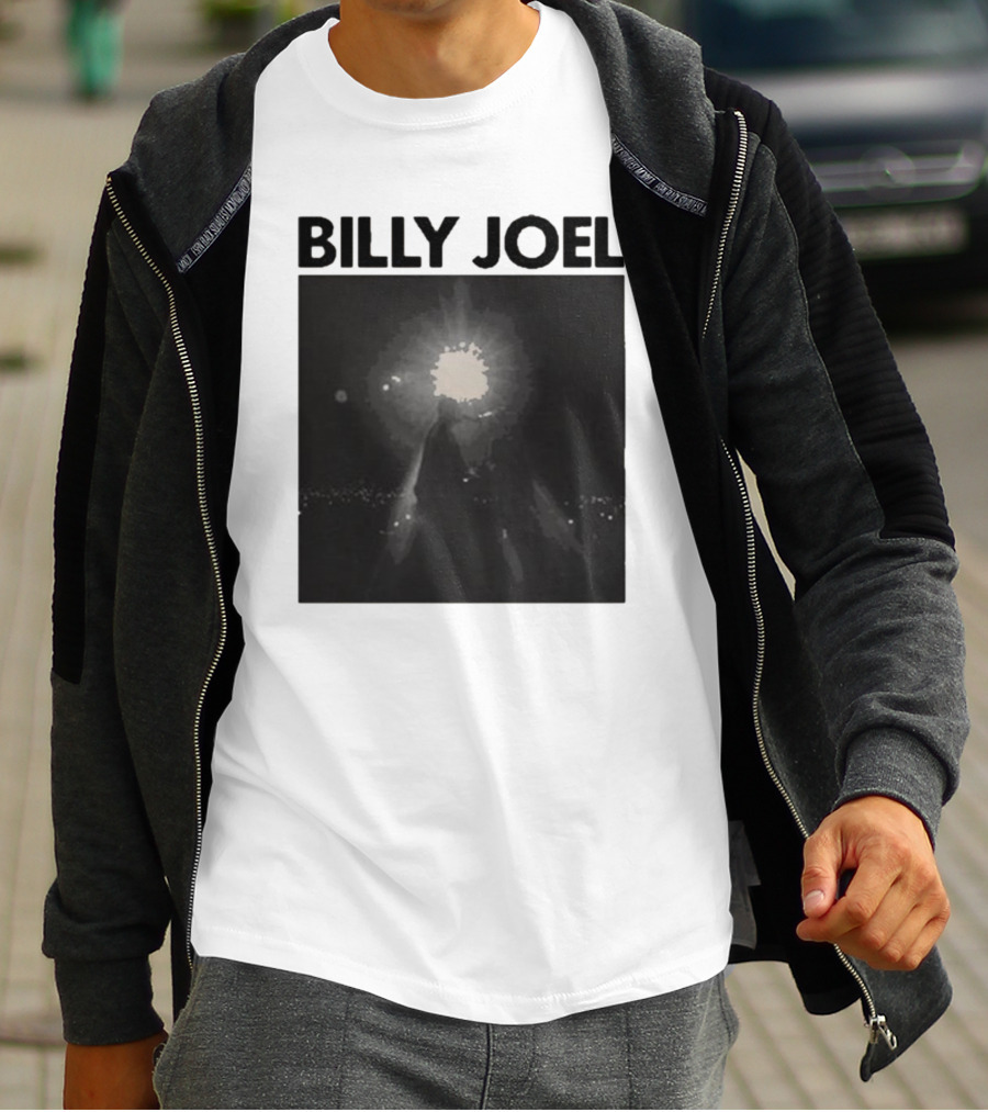 Billy Joel Concert Photo With Bright Light Backdrop T-Shirt