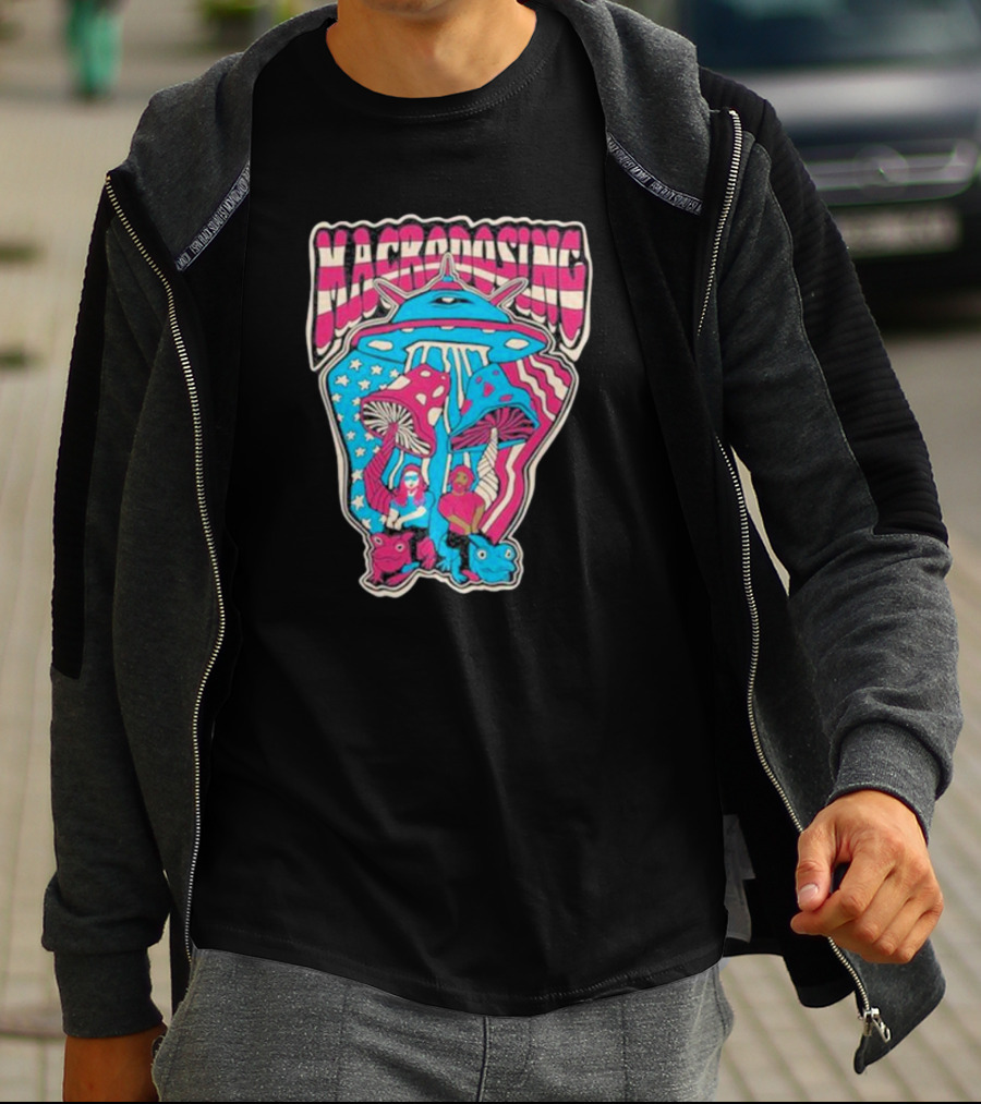 Macrodosing USA Psychedelic UFO And Mushroom T-Shirt