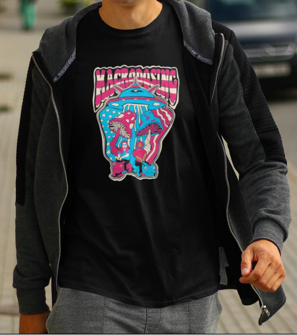 Macrodosing USA Psychedelic UFO And Mushroom T-Shirt