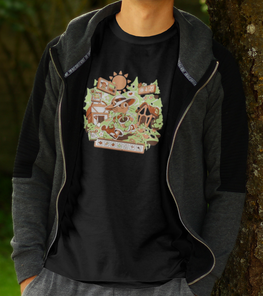 4:20 Harvest Meow In Farm Game Scene T-Shirt