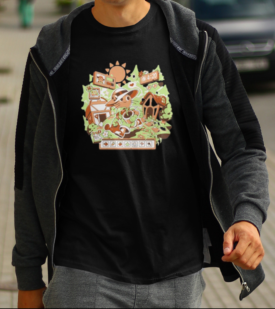 4:20 Harvest Meow In Farm Game Scene T-Shirt