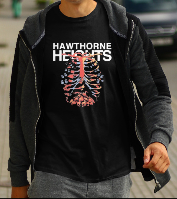 Hawthorne Heights Ribcage Skeleton Skulls T-Shirt