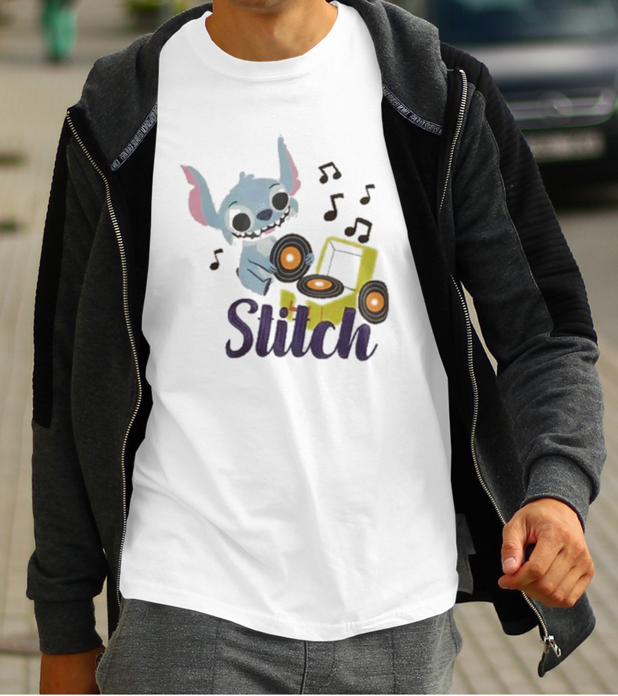 Her Universe Disney Stitch Record Player Isometric Ringer T-Shirt
