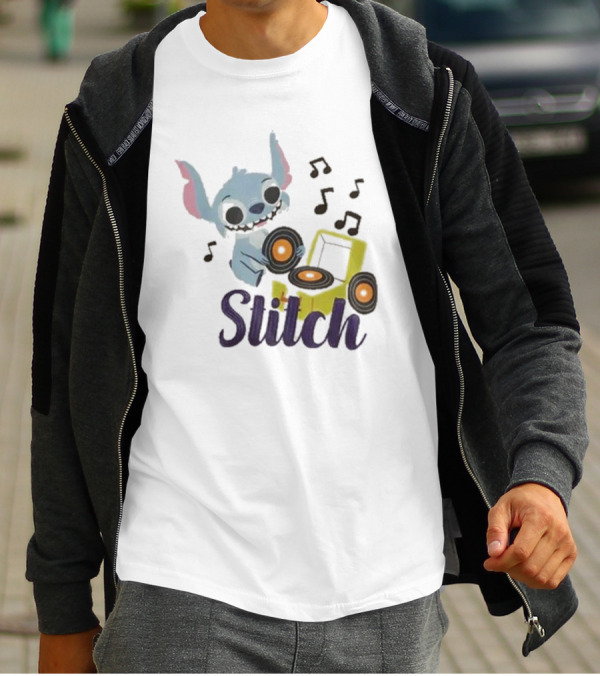 Her Universe Disney Stitch Record Player Isometric Ringer T-Shirt