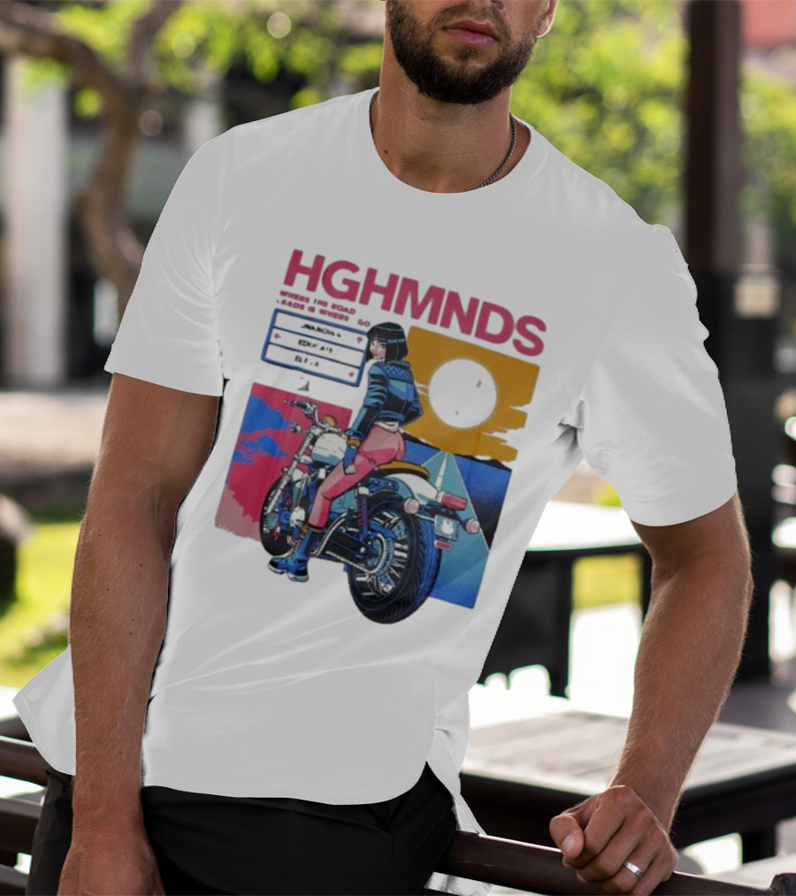 Hghmnds Where The Road Leads Is Where I Go Unknown Educate Elevate Biker Anime Style Moon Sun Desert Journey T-Shirt