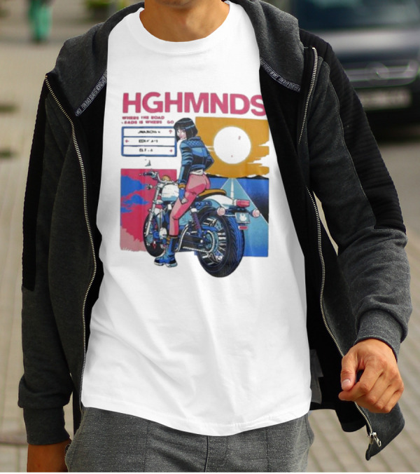 Hghmnds Where The Road Leads Is Where I Go Unknown Educate Elevate Biker Anime Style Moon Sun Desert Journey T-Shirt