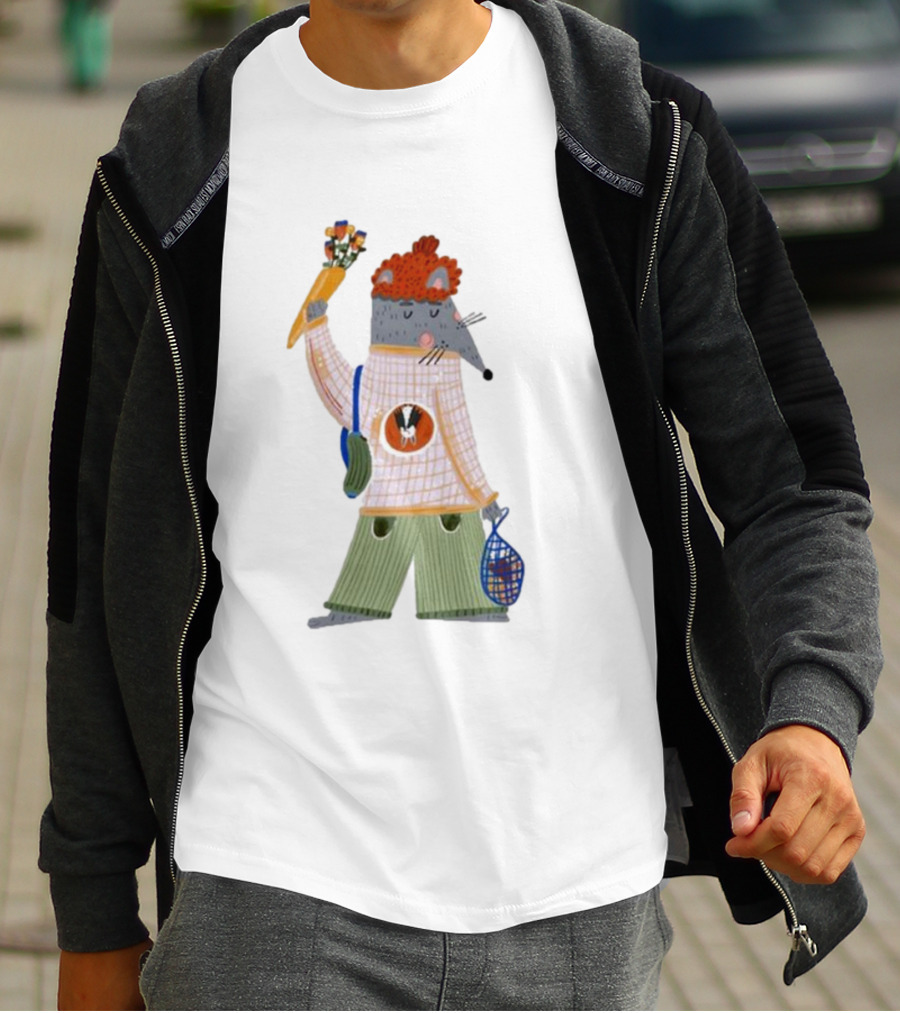 Hildalia Weekend Mouse With Flowers In Hand T-Shirt