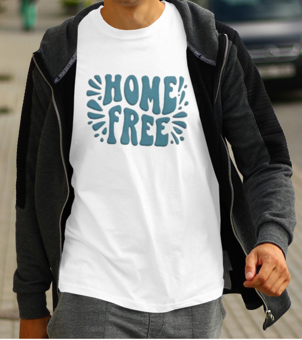 Home Free Emblem Logo Puff Text With Blue Accents T-Shirt