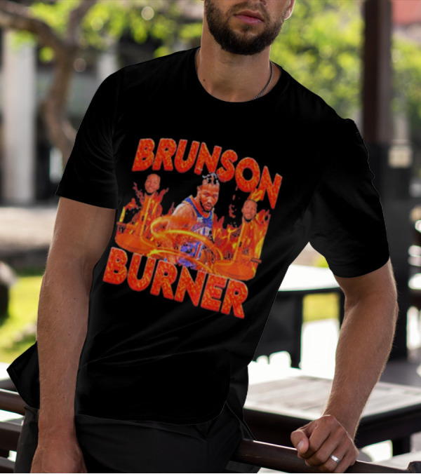 Brunson Burner Basketball Flames Iconic Player NBA T-Shirt