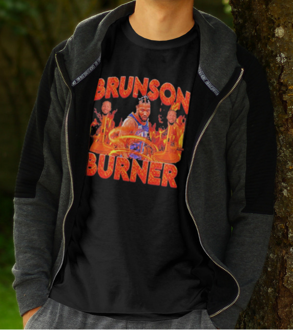 Brunson Burner Basketball Flames Iconic Player NBA T-Shirt
