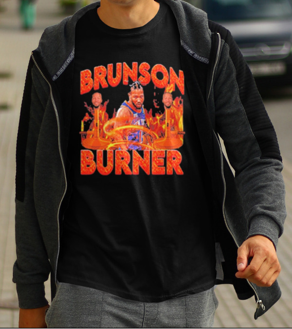 Brunson Burner Basketball Flames Iconic Player NBA T-Shirt