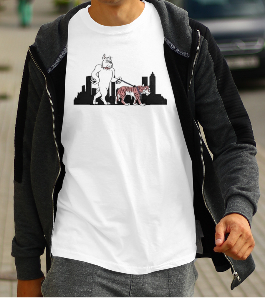 Design Ga Tiger Walk Pocket Bulldog Skyline T-Shirt