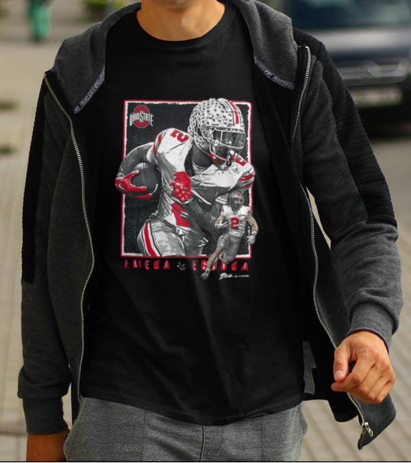 Ohio State Egbuka Football Action Run T-Shirt