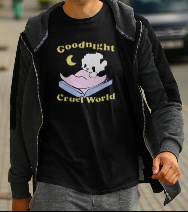 Goodnight Cruel World Moon And Bear On Open Book T-Shirt