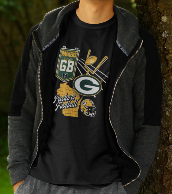 Packers Let's Go GB Football Green Bay Packers Split Zone T-Shirt