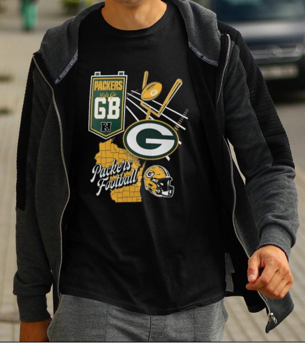 Packers Let's Go GB Football Green Bay Packers Split Zone T-Shirt